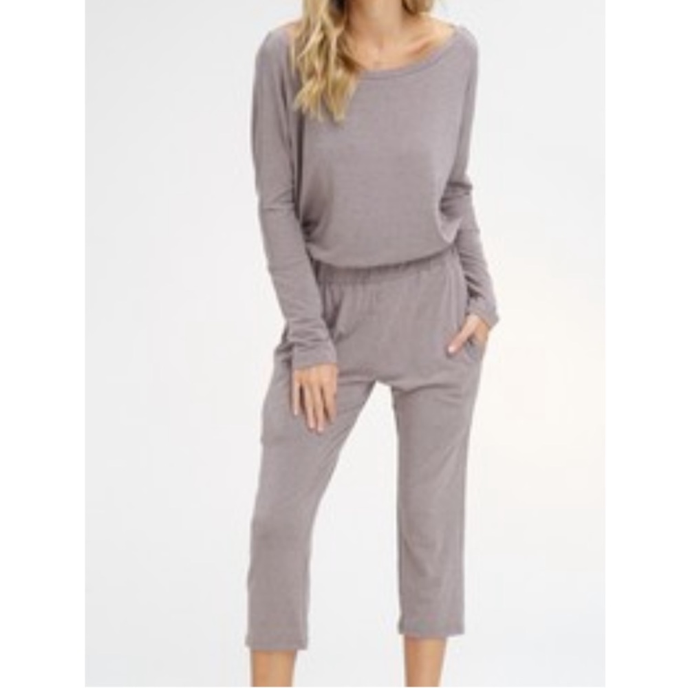 Long Sleeve Cropped Jersey Jumpsuit